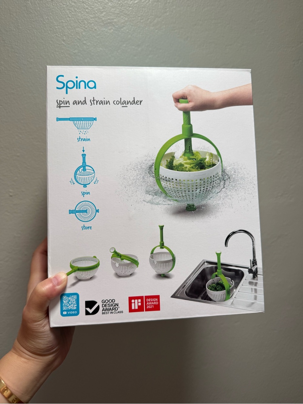 NEW Dreamfarm Spina 2-in-1 Collapsible Salad Spinner & Colander